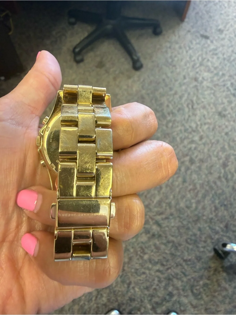 Marc by Marc Jacobs Gold Tone Watch with White Dial and Gold Accents